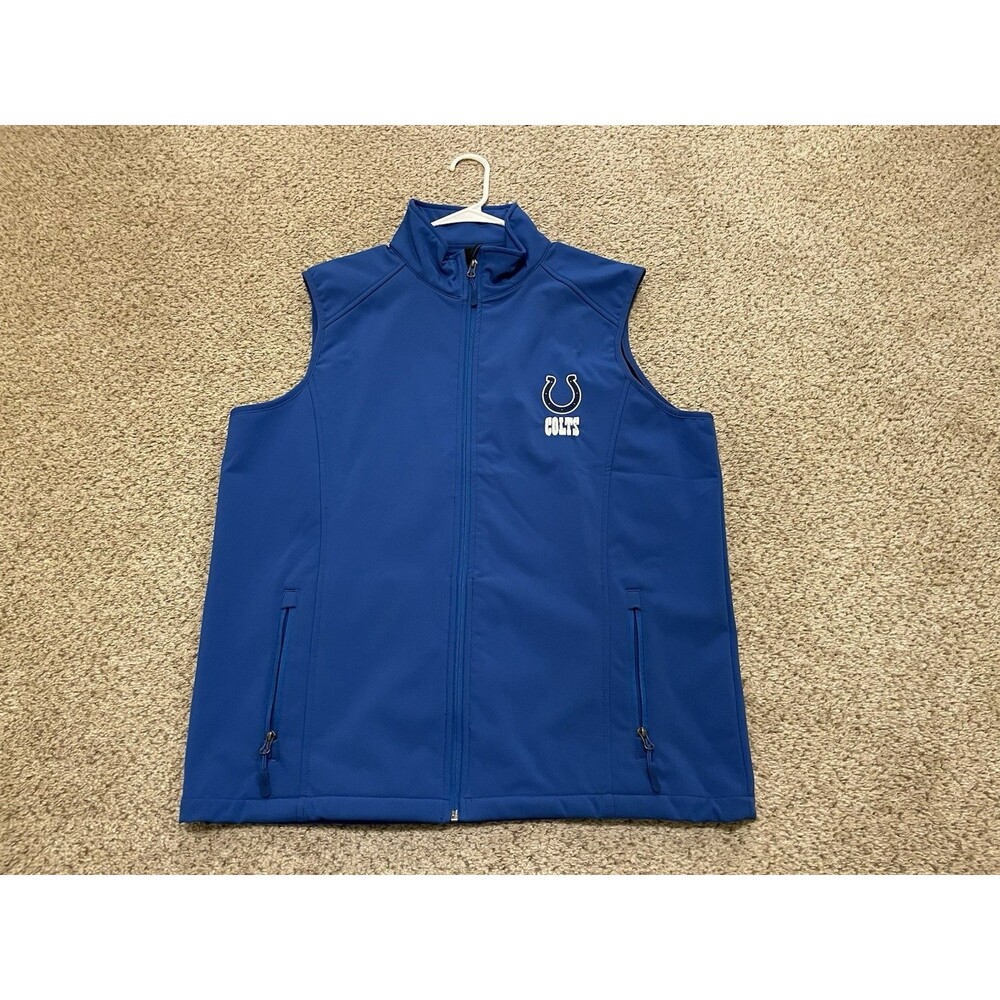 Colts NFL Football Blue Zip Vest w/ Stitched Logo Men's Large